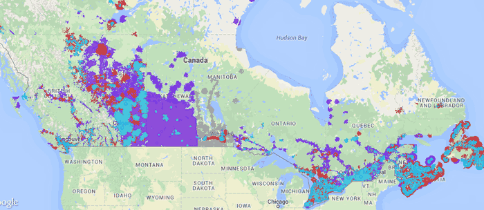 Couverture réseau de Virgin Couverture réseau de Virgin